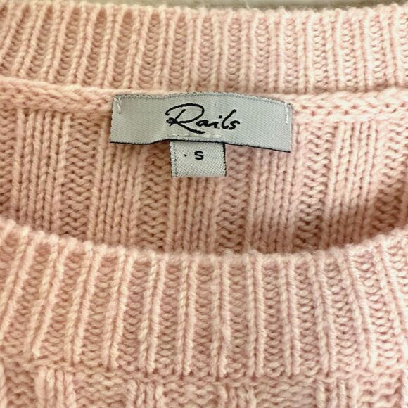 RAILS Joelle Rib Wool & Cashmere Sweater in Petal Melange Pink Size Small - Picture 4 of 9